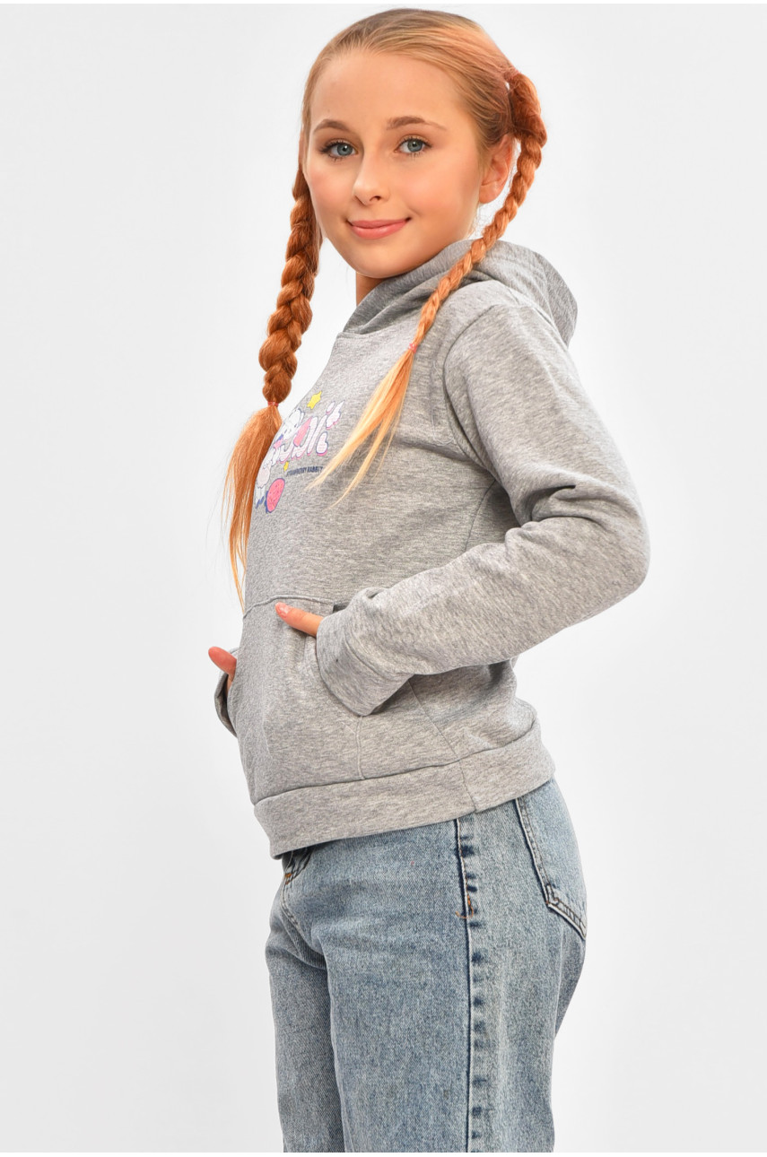 Свитшот детский для девочки на флисе серого цвета 207 206032