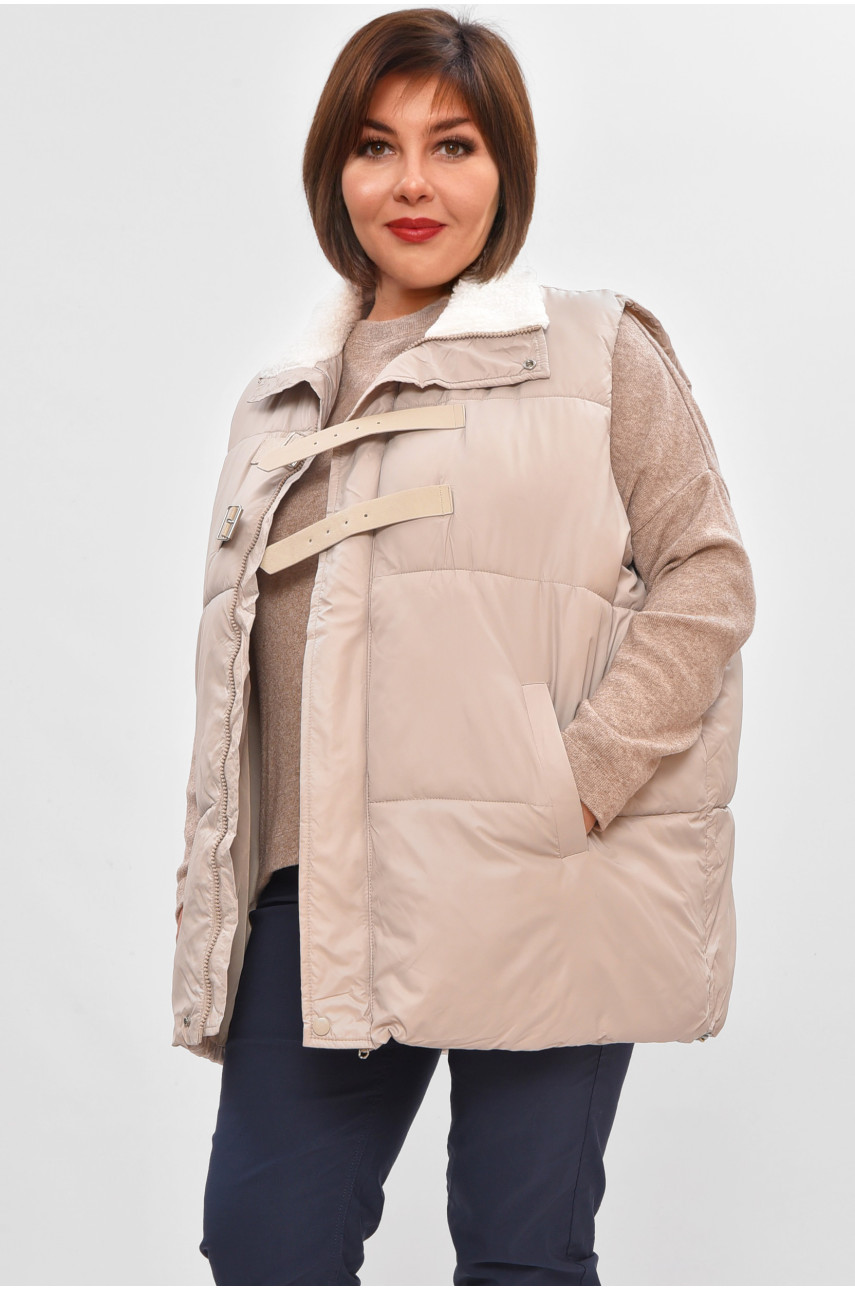 Жилетка женская батал демисезонная светло-серого цвета 618 206033