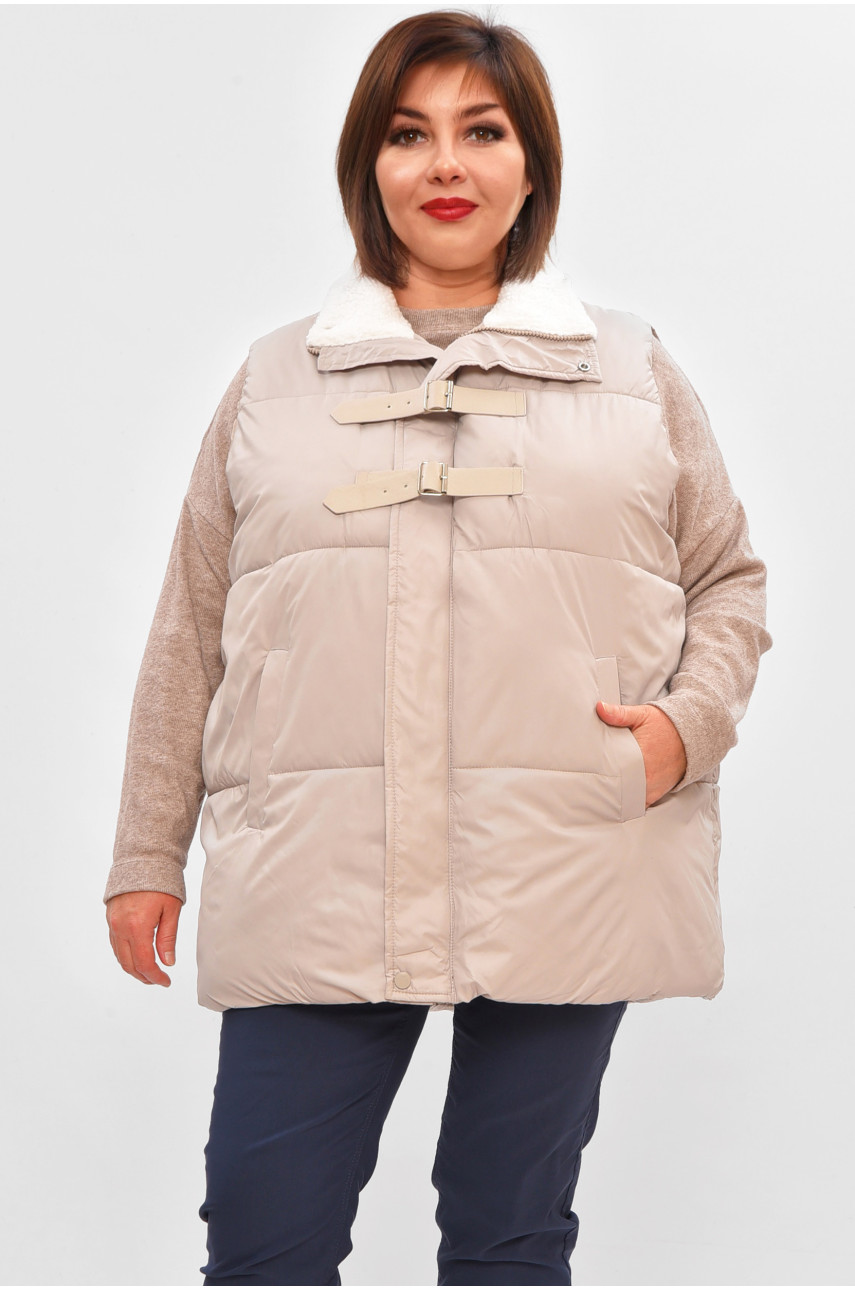 Жилетка женская батал демисезонная светло-серого цвета 618 206033