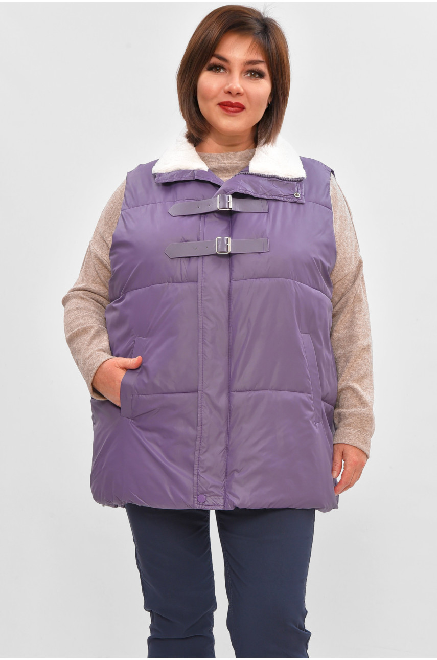 Жилетка женская батал демисезонная сиреневого цвета 618 206034