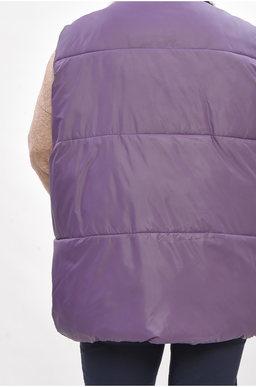 Жилетка женская батал демисезонная сиреневого цвета 618 206034