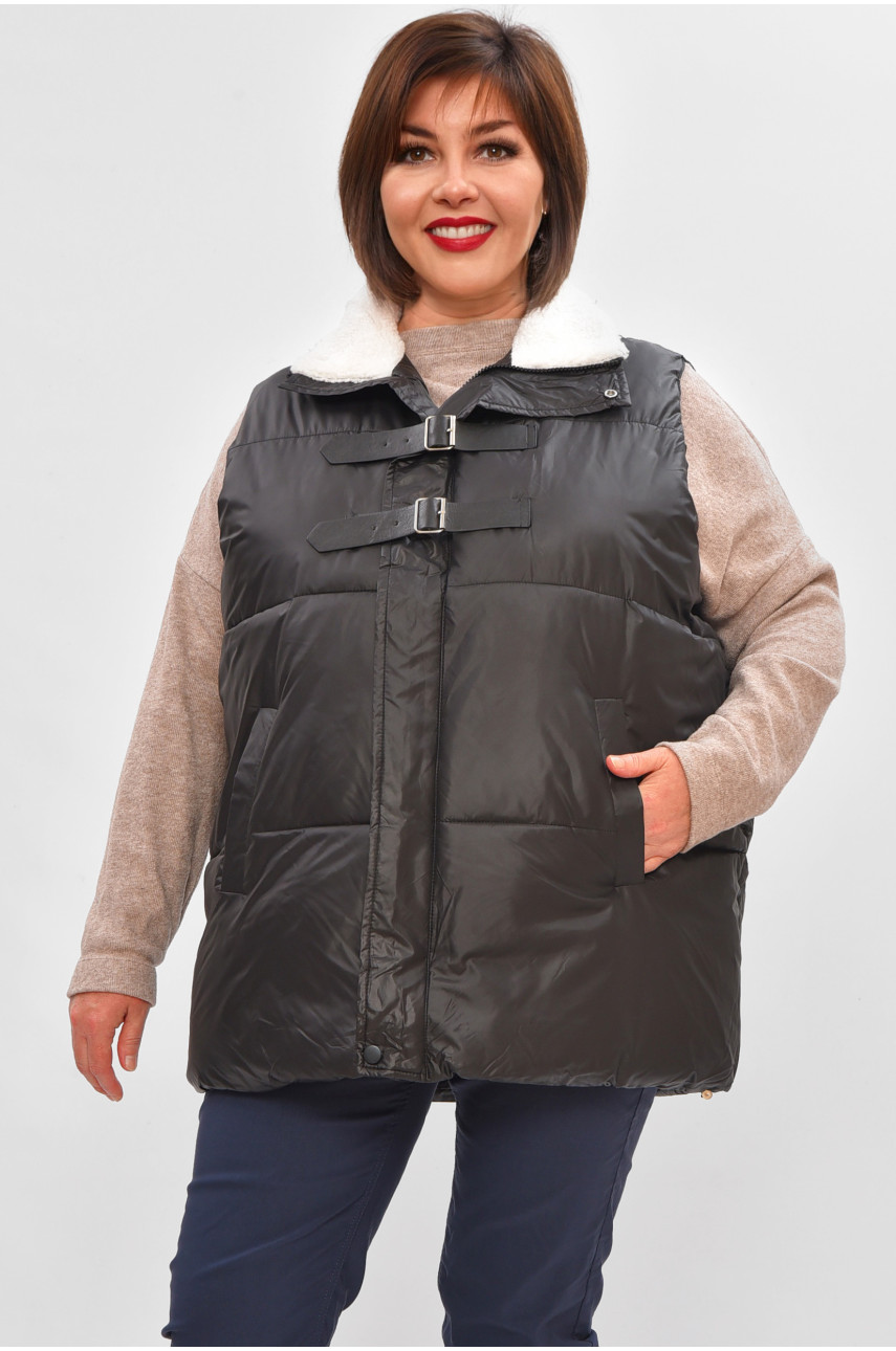 Жилетка женская батал демисезонная черного цвета 618 206035