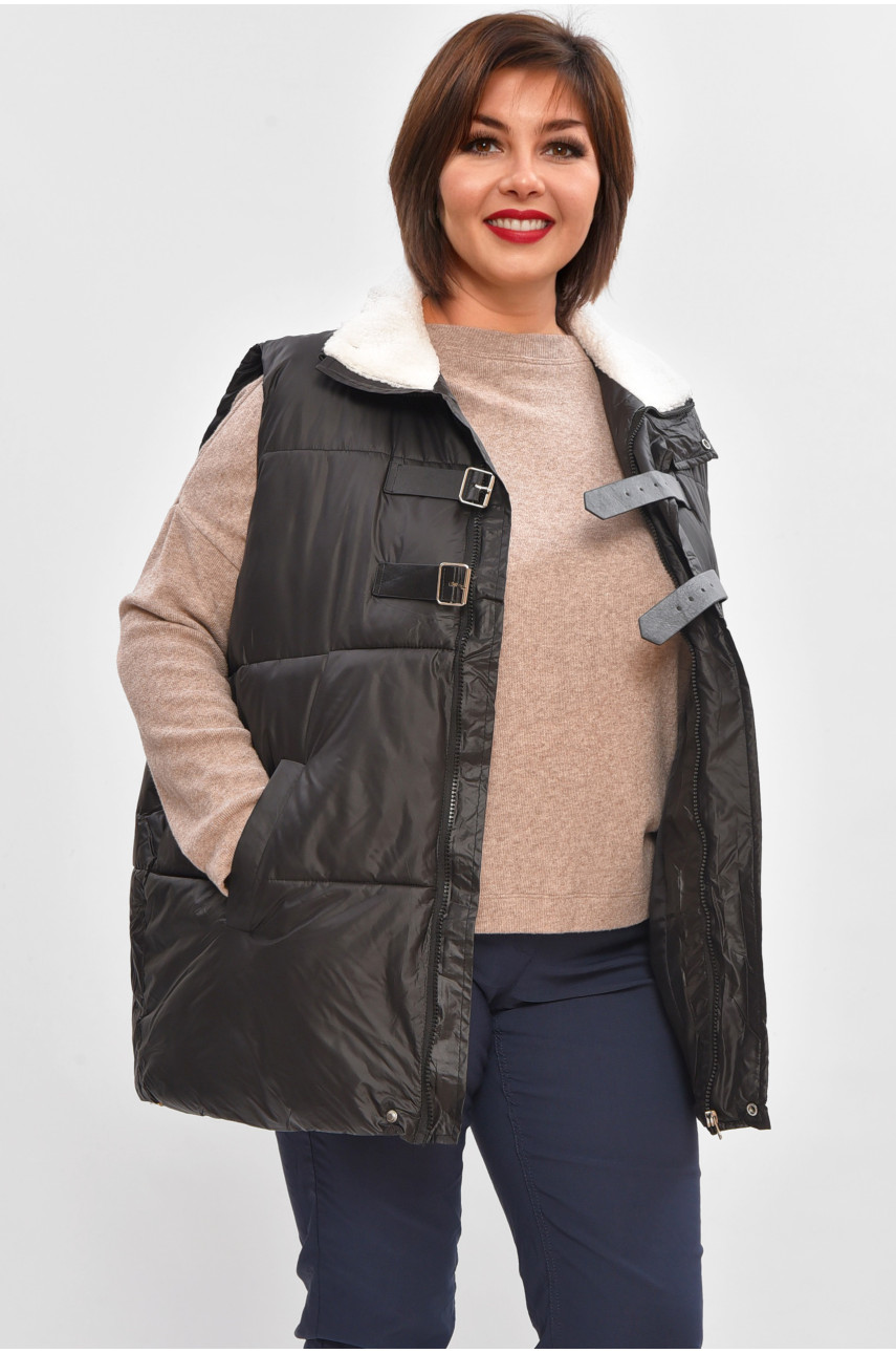 Жилетка женская батал демисезонная черного цвета 618 206035
