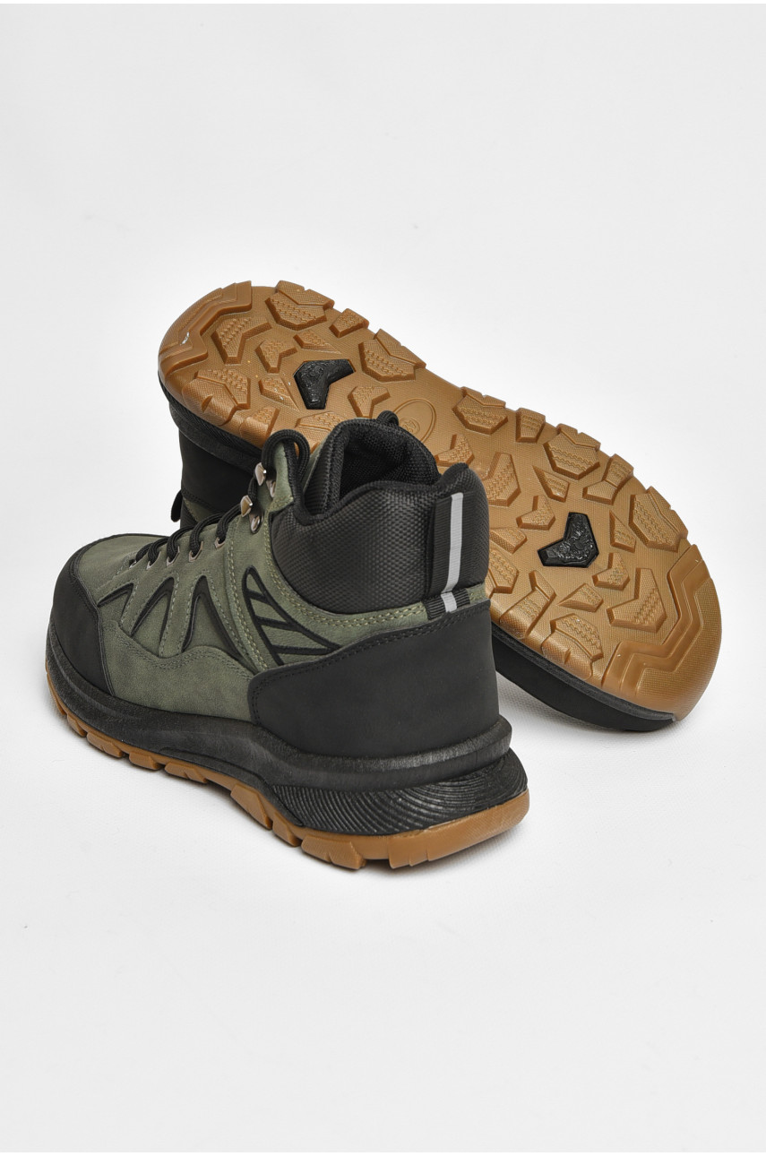 Черевики чоловічі зимові на хутрі темно-зеленого кольору 10608-3 206051