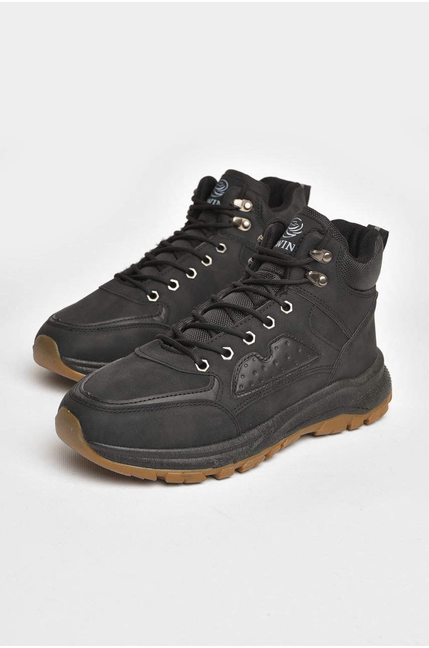 Ботинки мужские зимние на меху черного цвета 10603-1 206052