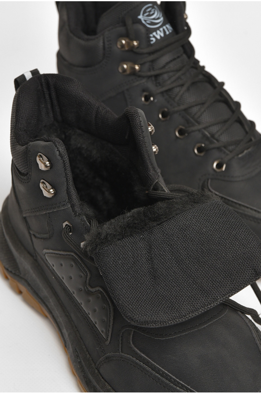 Черевики чоловічі зимові на хутрі чорного кольору 10603-1 206052