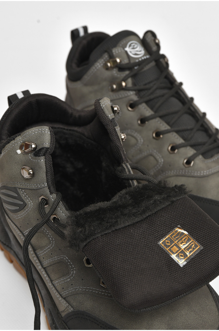 Черевики чоловічі зимові на хутрі темно-зеленого кольору 10604-2 206055