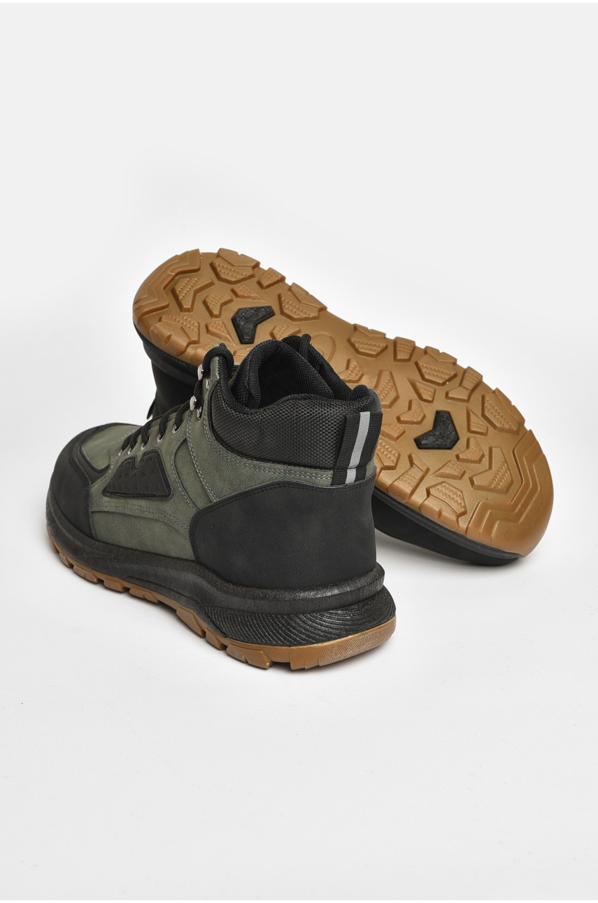 Черевики чоловічі зимові на хутрі темно-зеленого кольору 10603-3 206056