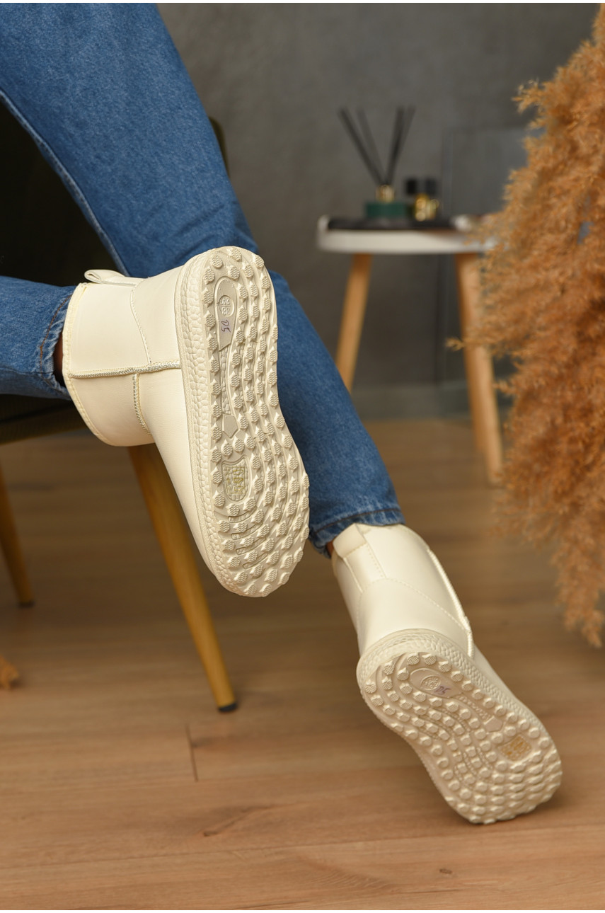 Уггі жіночі на хутрі еко шкіра молочного кольору D5 206059