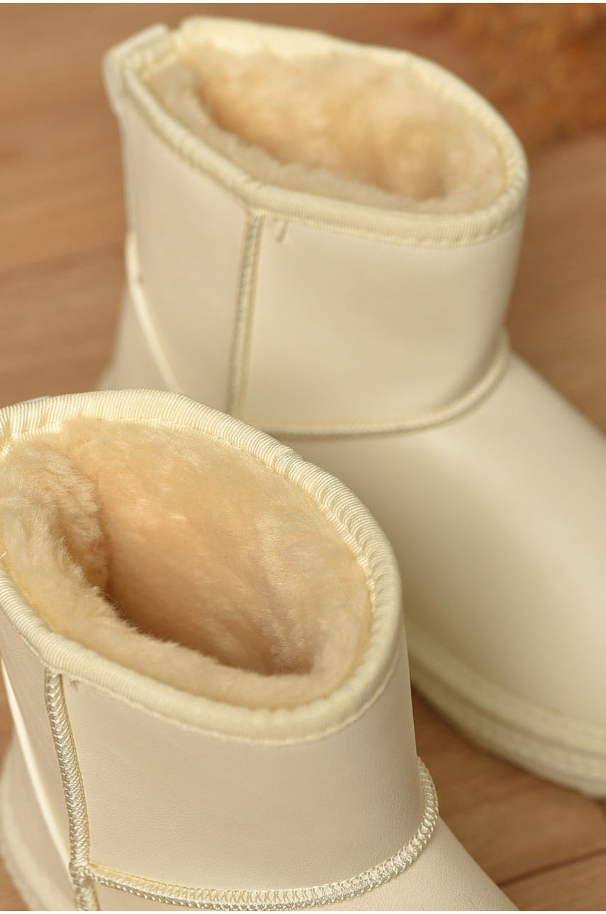 Уггі жіночі на хутрі еко шкіра молочного кольору D5 206059