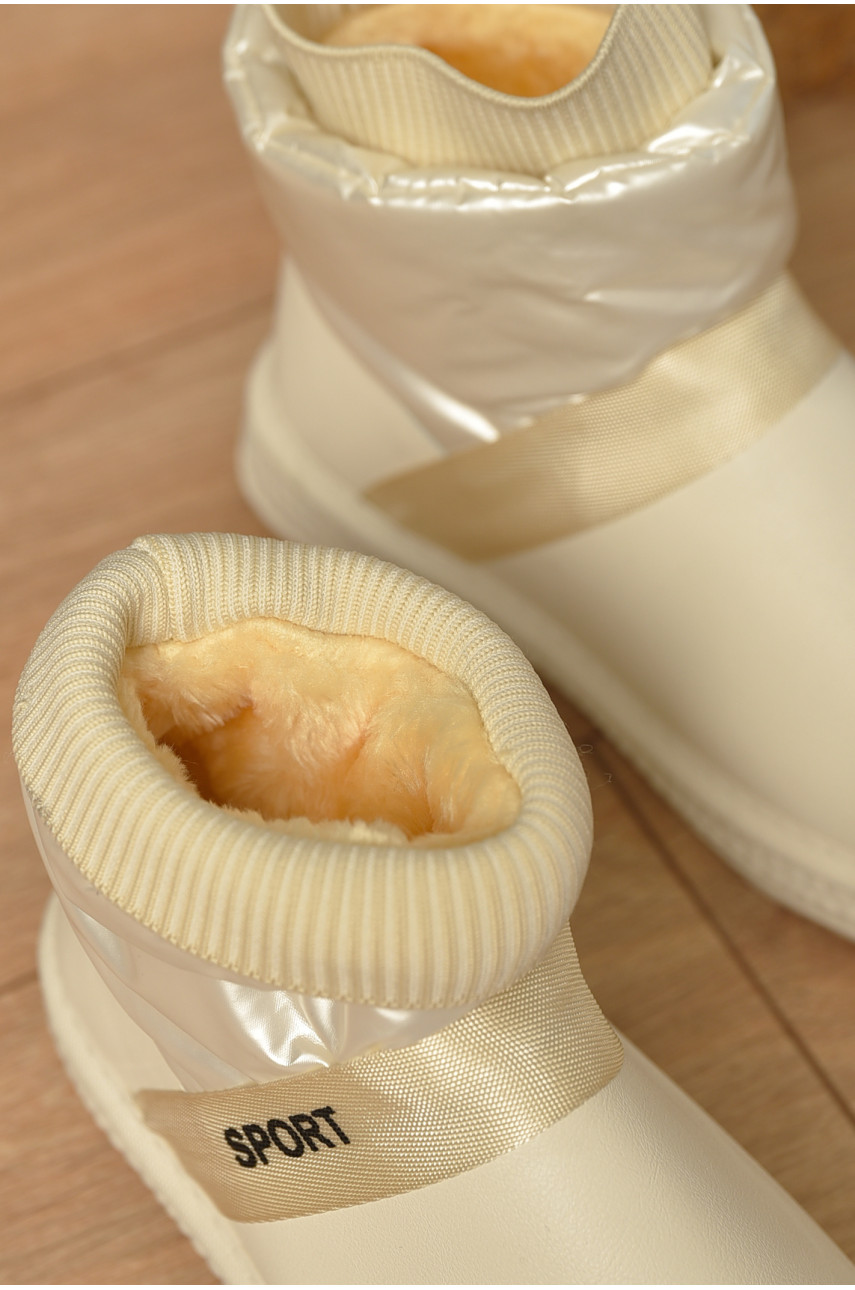 Уггі жіночі на хутрі еко шкіра молочного кольору D13 206061