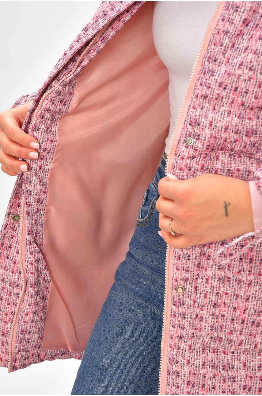 Куртка жіноча демісезонна світло-рожевого кольору 8805 206067 Куртка жіноча демісезонна світло-рожевого кольору 8805 206067