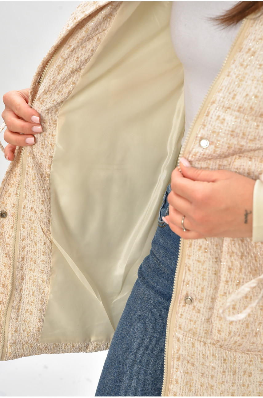 Куртка жіноча демісезонна молочного кольору 8805 206069 Куртка жіноча демісезонна молочного кольору 8805 206069