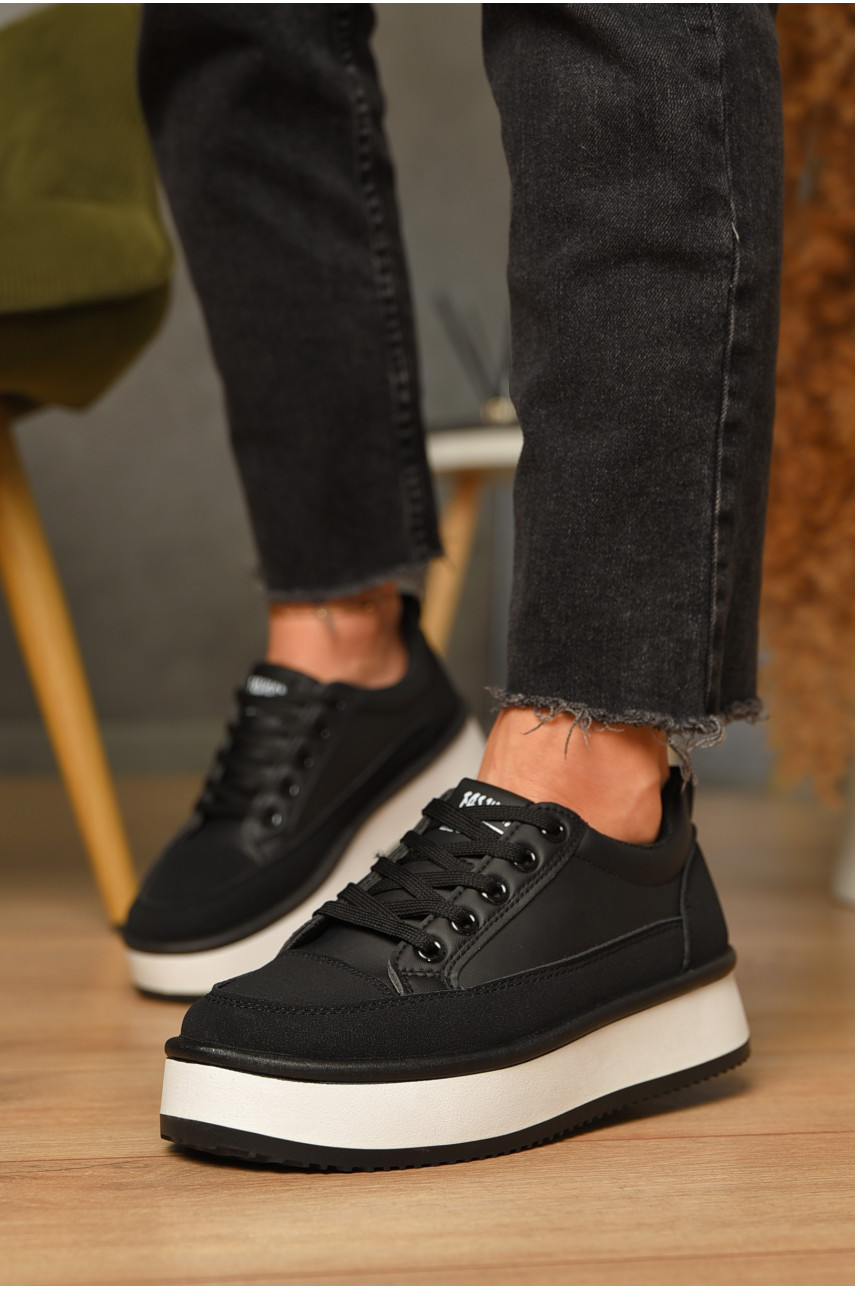 Кроссовки женские черного цвета на шнуровке К216 206071