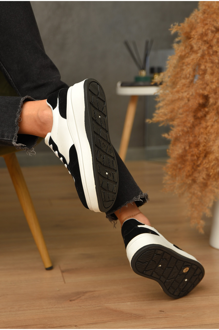 Кроссовки женские черно-белого цвета на шнуровке F875-1 206087