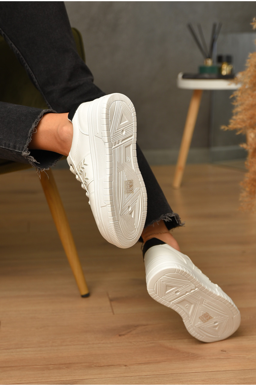 Кроссовки женские белого цвета на шнуровке L956-3 206091