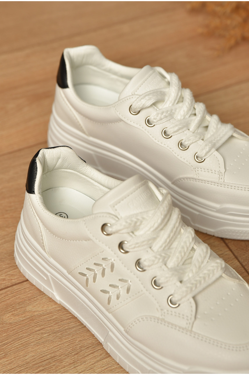 Кроссовки женские белого цвета на шнуровке L956-3 206091