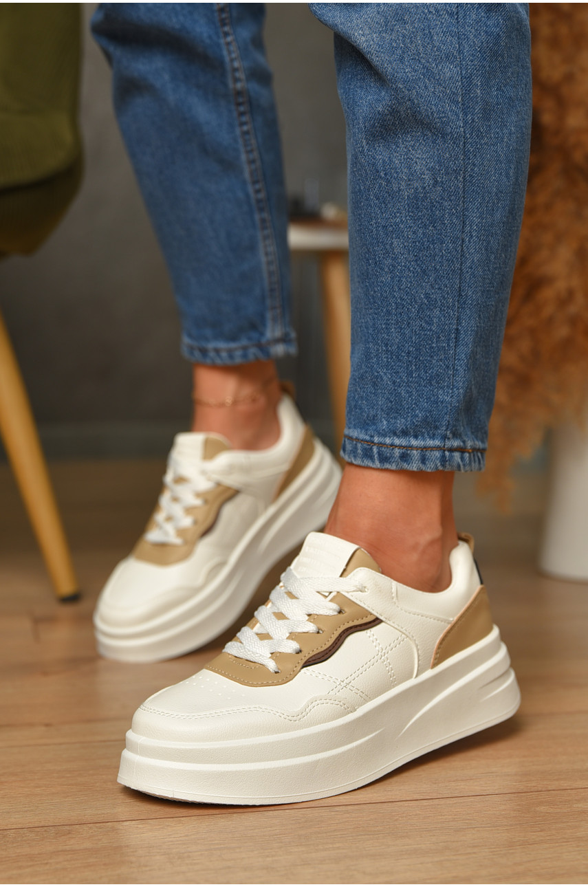 Кроссовки женские белого цвета на шнуровке L997-3 206093