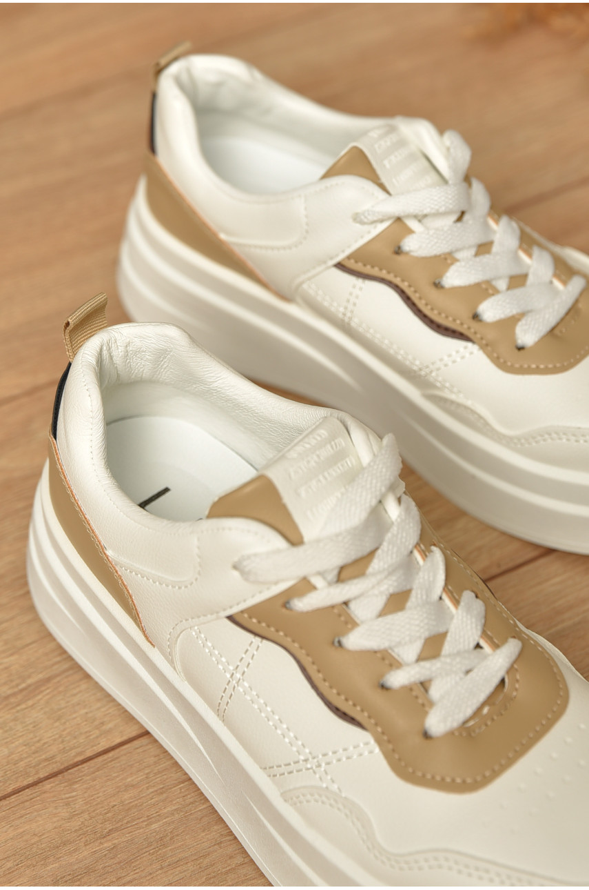 Кроссовки женские белого цвета на шнуровке L997-3 206093