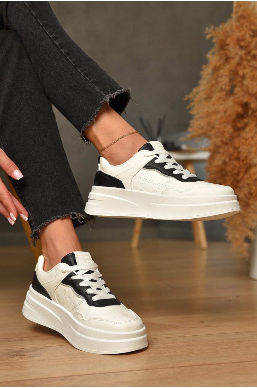 Кроссовки женские белого цвета на шнуровке L997-2 206094