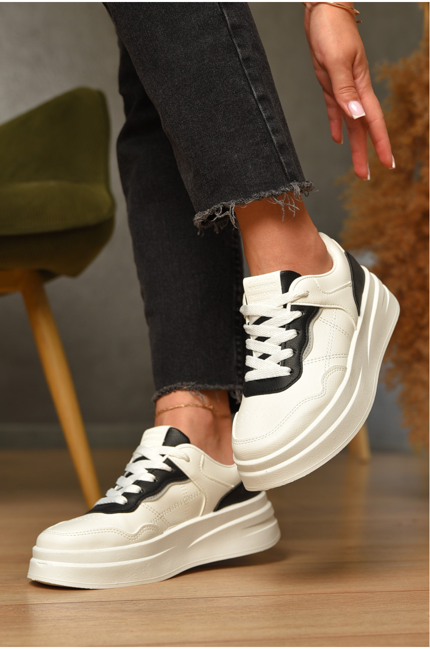 Кроссовки женские белого цвета на шнуровке L997-2 206094