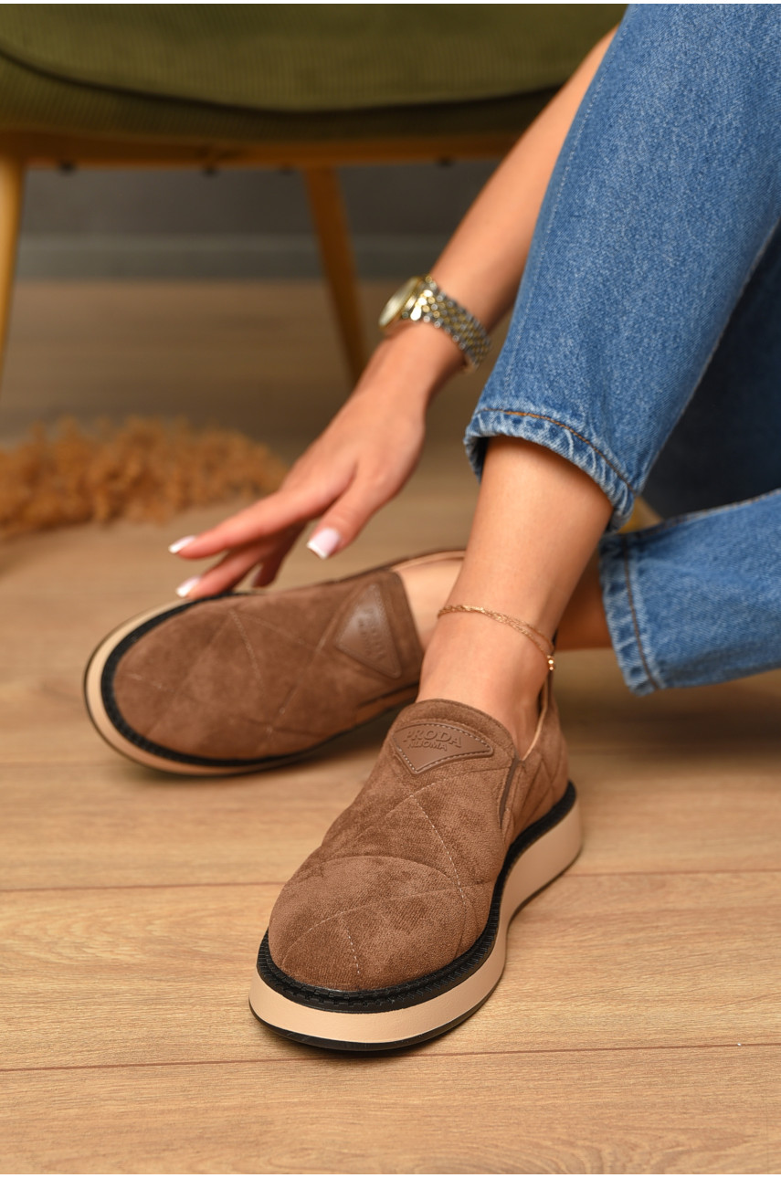 Лоферы женские шоколадного цвета Y62-2 206096