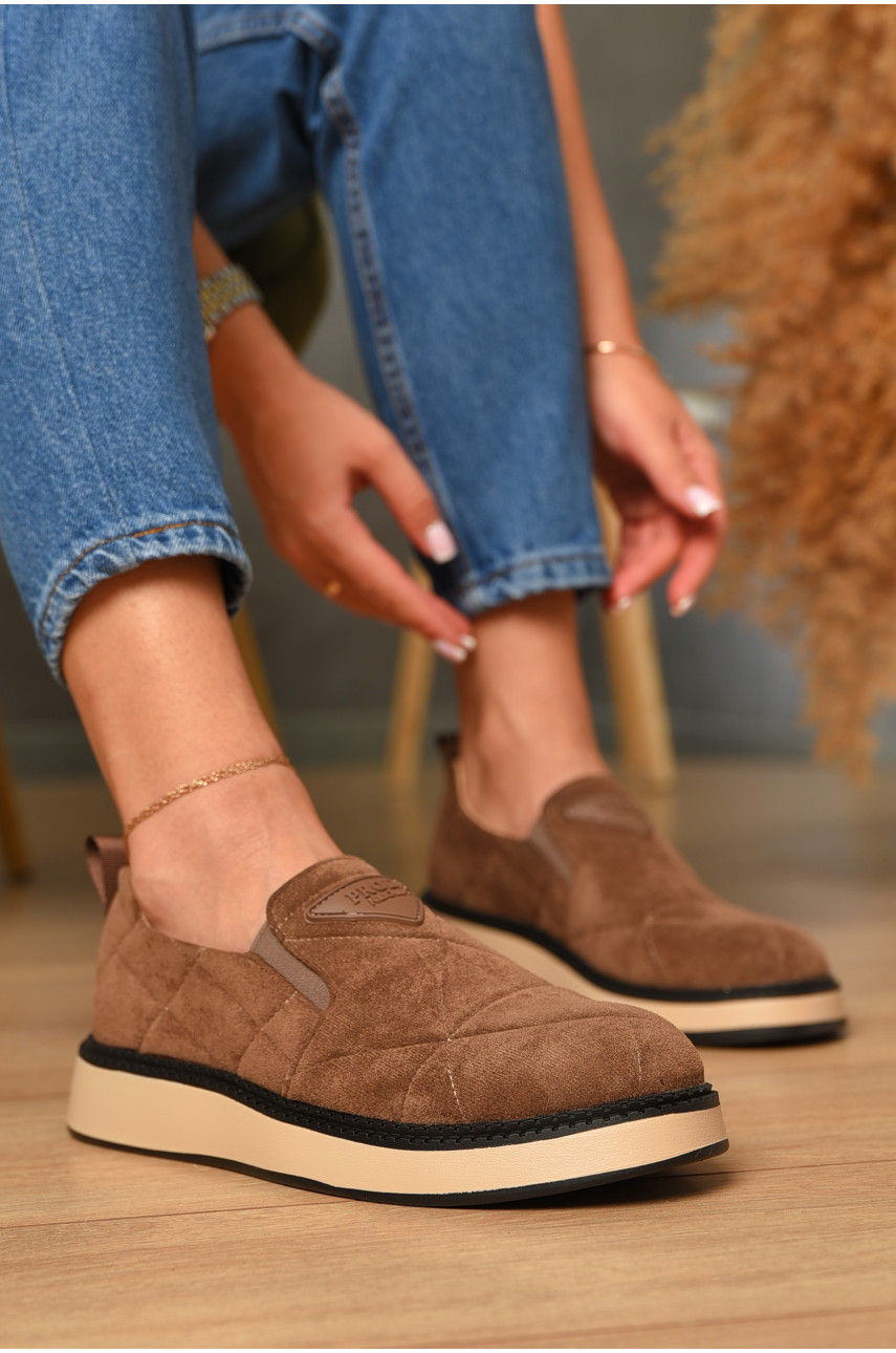 Лоферы женские шоколадного цвета Y62-2 206096