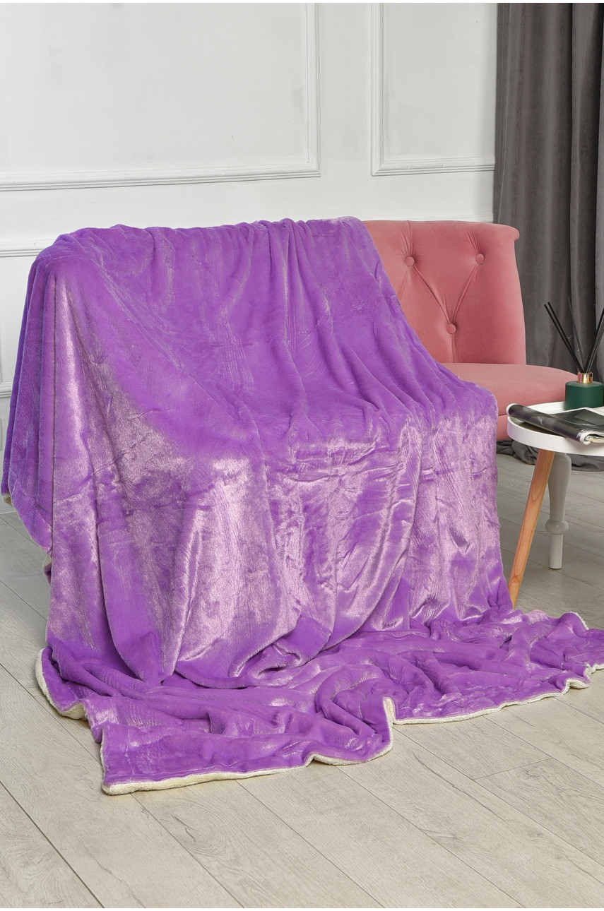 Плед двухсторонний белого и сиреневого цвета размер 160*200 11401 206099