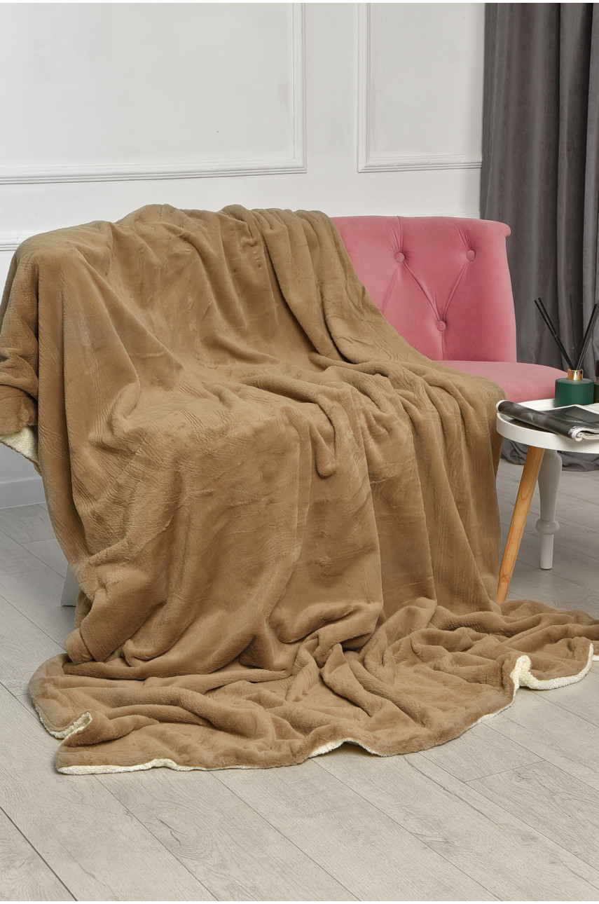 Плед двухсторонний белого и бежевого цвета размер 160*200 11401 206103