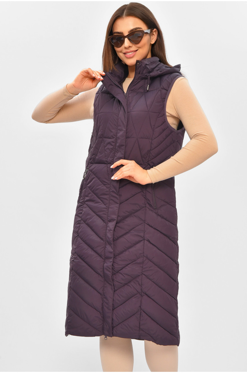 Жилетка женская удлиненная фиолетового цвета 821 206116