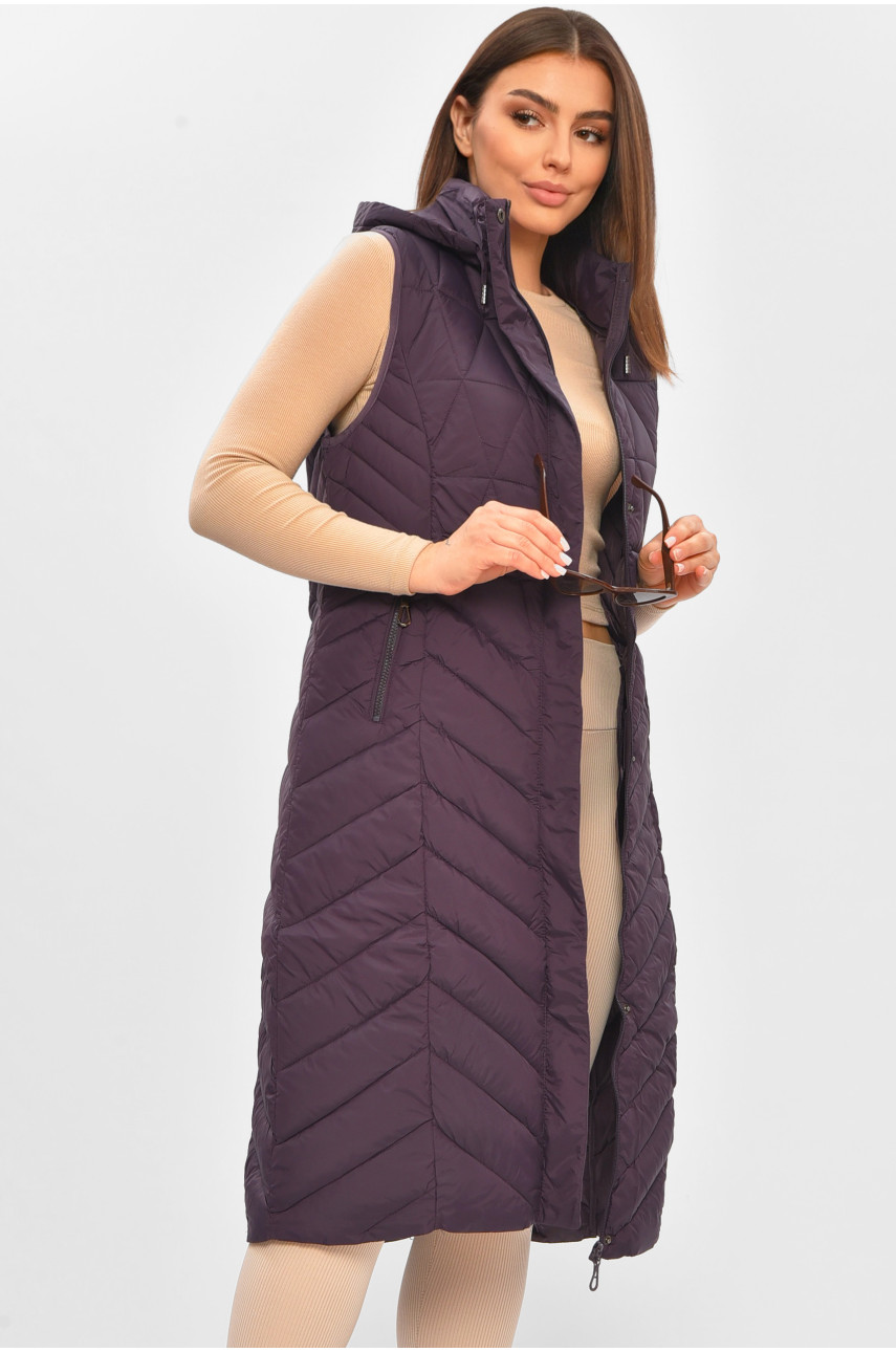 Жилетка женская удлиненная фиолетового цвета 821 206116