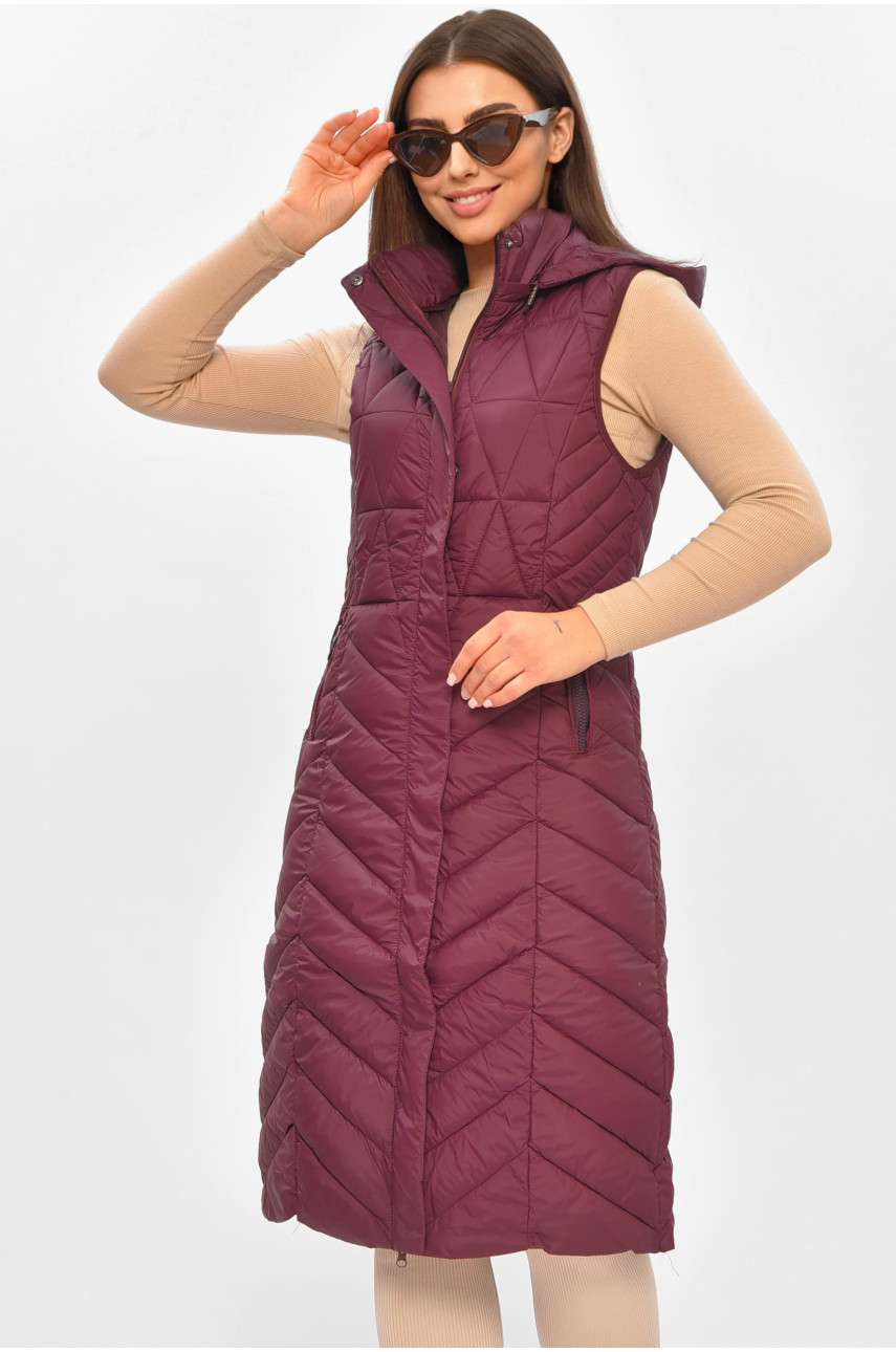 Жилетка женская удлиненная бордового цвета 821 206118