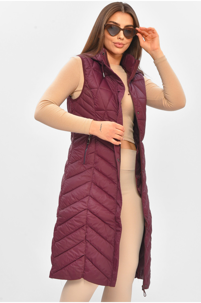Жилетка женская удлиненная бордового цвета 821 206118