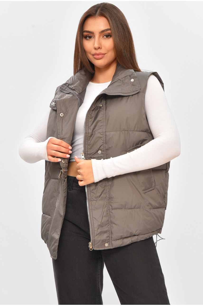 Жилетка женская однотонная серого цвета 811 206120