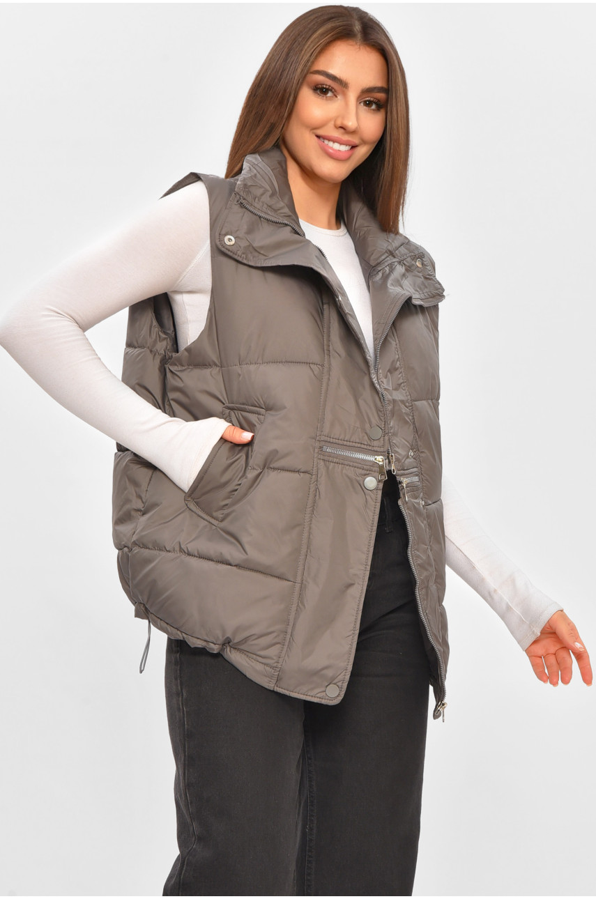 Жилетка женская однотонная серого цвета 811 206120