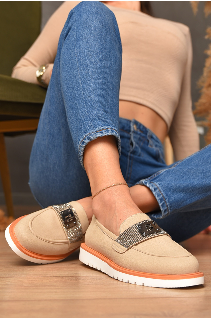 Туфли-лоферы женские бежевого цвета А35-1 206122