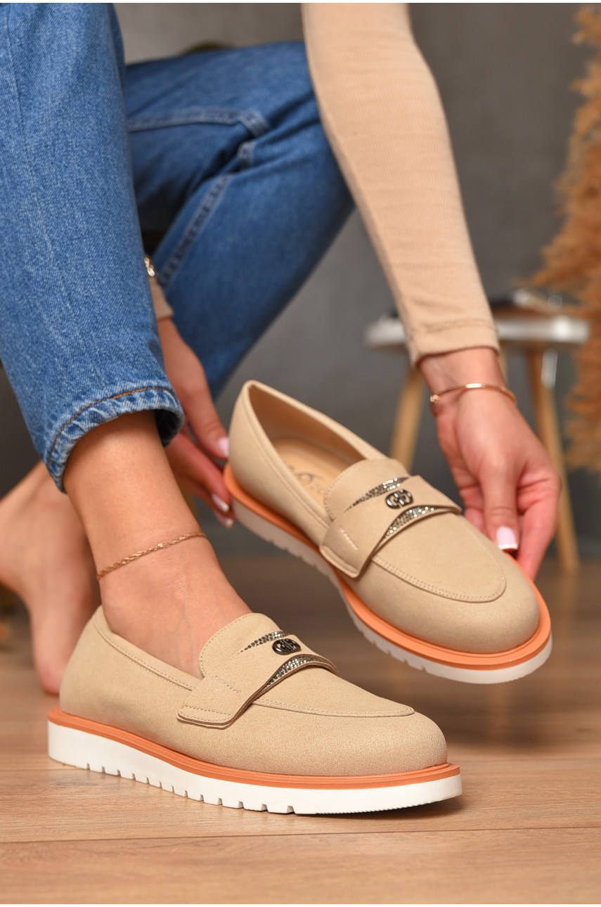 Туфли-лоферы женские бежевого цвета А34-1 206123