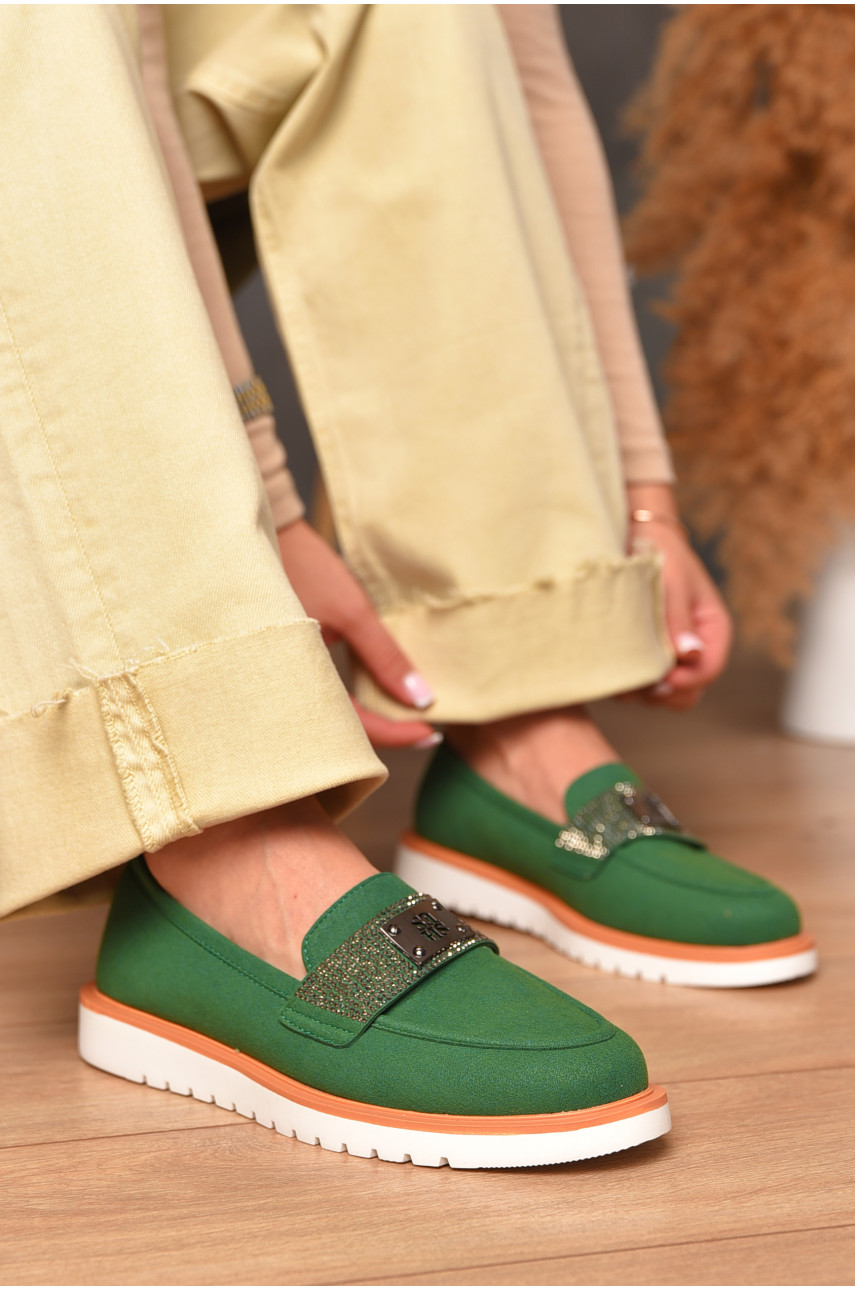 Туфли-лоферы женские зеленого цвета А35-3 206124
