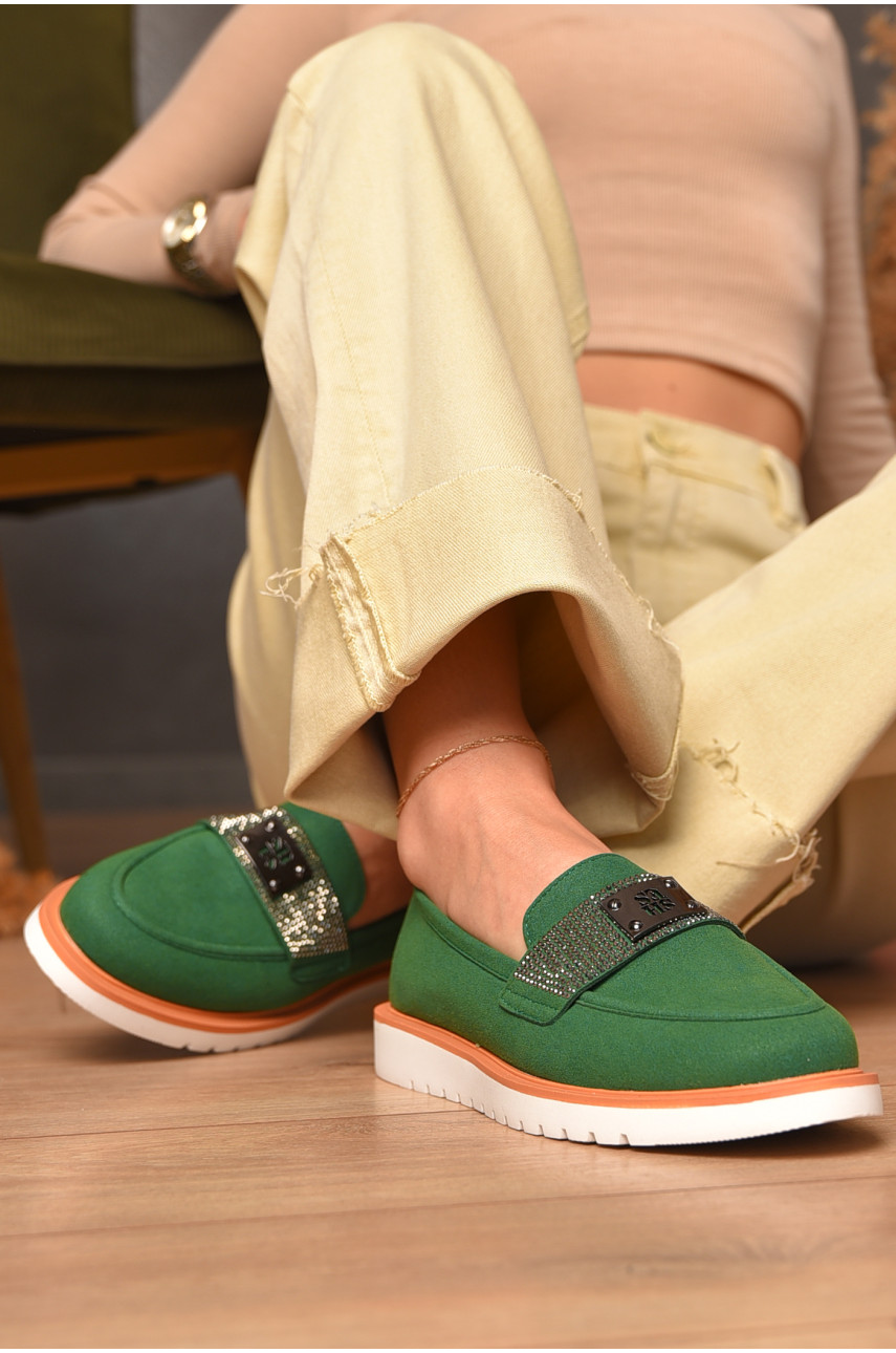 Туфли-лоферы женские зеленого цвета А35-3 206124