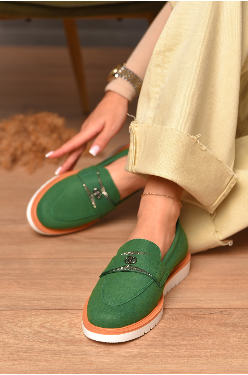 Туфли-лоферы женские зеленого цвета А34-3 206125