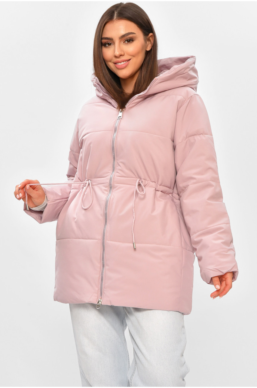 Куртка жіноча демісезонна однотонна світло-рожевого кольору 1010 206126