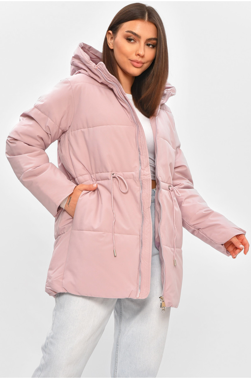 Куртка жіноча демісезонна однотонна світло-рожевого кольору 1010 206126