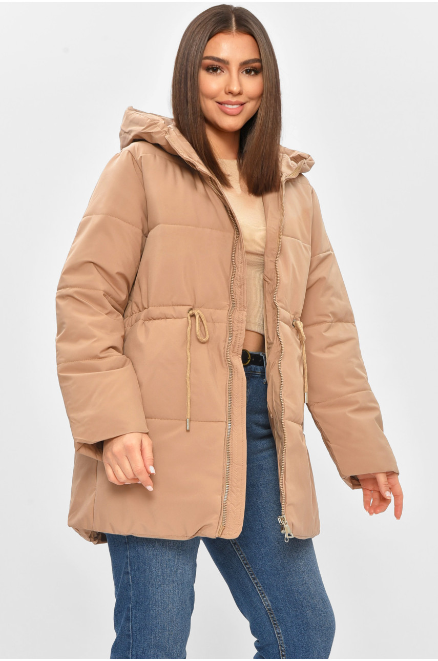 Куртка женская демисезонная однотонная бежевого цвета 1010 206127