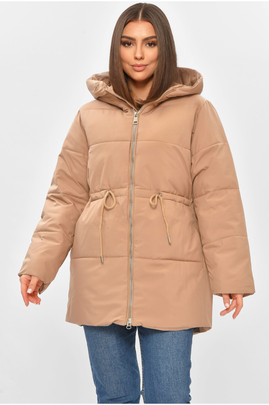 Куртка женская демисезонная однотонная бежевого цвета 1010 206127