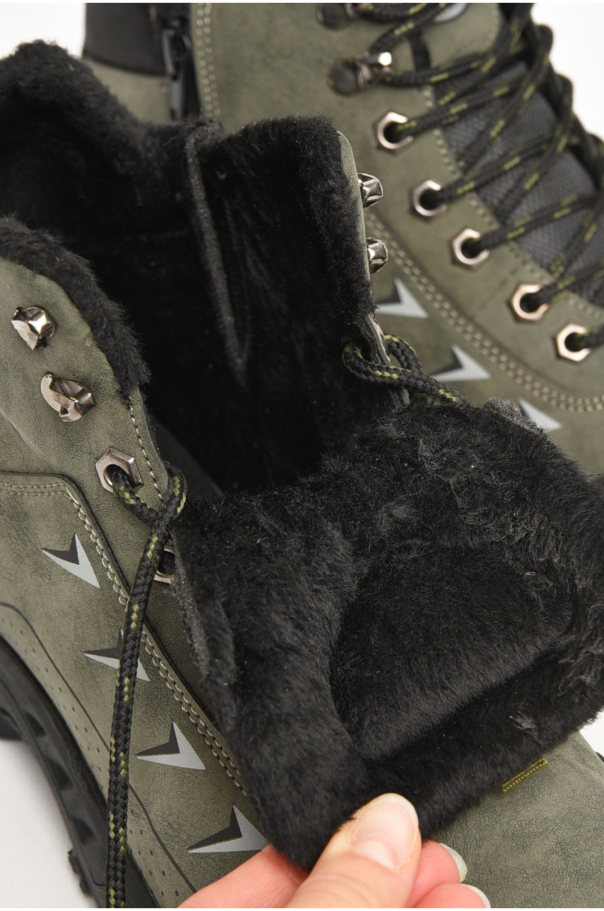 Черевики чоловічі зимові темно-зеленого кольору 1410 206135