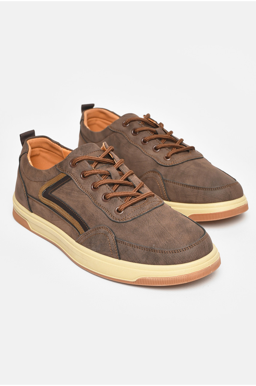 Кроссовки мужские коричневого цвета на шнуровке Y923-8 206158