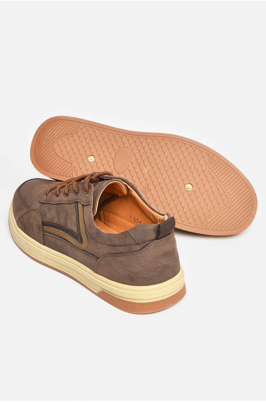 Кроссовки мужские коричневого цвета на шнуровке Y923-8 206158