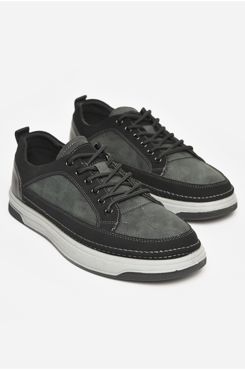 Кроссовки мужские черно-зеленого цвета на шнуровке Y920-3 206159