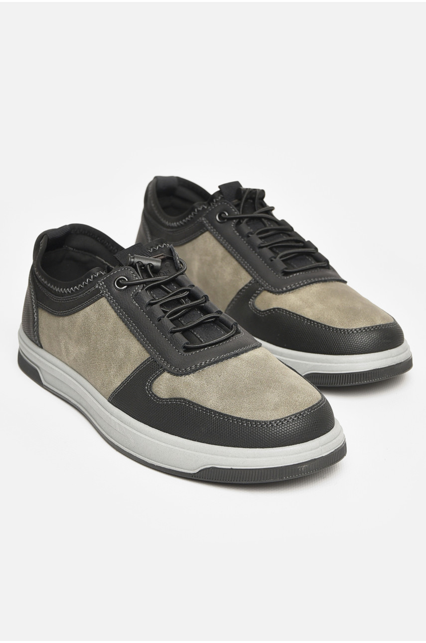 Кроссовки мужские черно-серого цвета на шнуровке Y926-1 206161