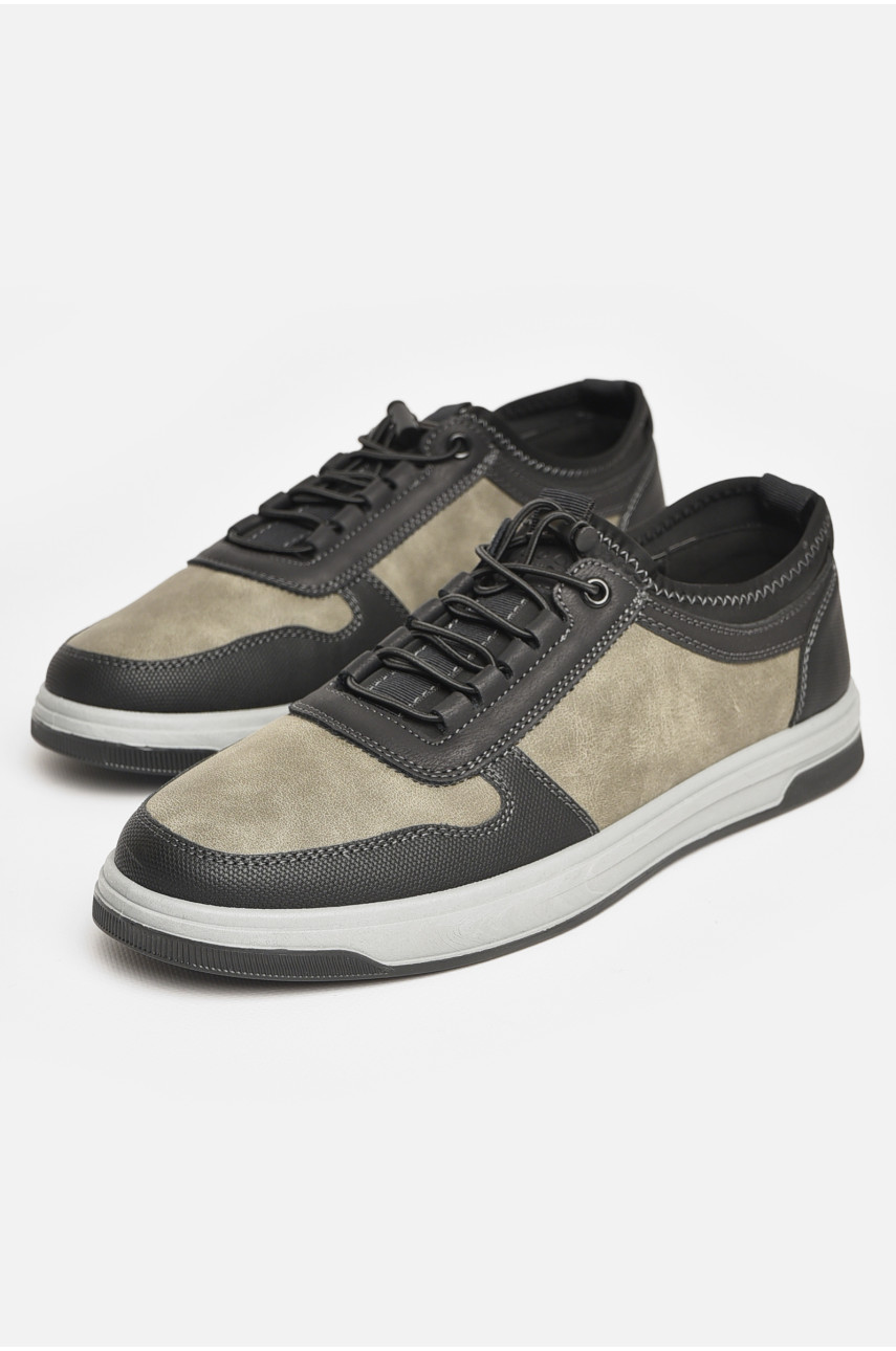 Кроссовки мужские черно-серого цвета на шнуровке Y926-1 206161